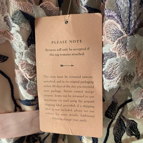 🆕BHLDN Linden Pink/Blue Floral Embroidered Tulle Illusion Neck MOB Dress SZ 12 - Picture 7 of 14